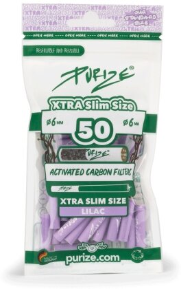 PURIZE® ~ Xtra Slim Aktivkohlefilter LILA ~ (50Stk.)