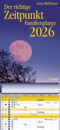 Der richtige Zeitpunkt Familienplaner 2026 - Monats-Wandkalender zum Aufhängen, mit Spiralbindung, 22,4 x 48,5 cm