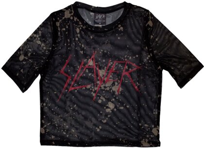 Slayer Ladies Crop Top - Scratchy Logo (Black) (Mesh)