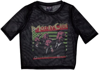 Motley Crue Ladies Crop Top - Generation Swine (Black) (Mesh)