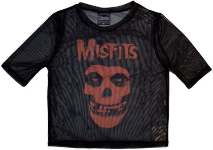 Misfits Ladies Crop Top - Orange Logo & Skull (Black) (Mesh)