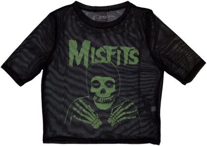 Misfits Ladies Crop Top - Green Hands (Black) (Mesh) - Taglia 2XS