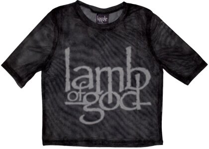 Lamb Of God Ladies Crop Top - Logo (Black) (Mesh)