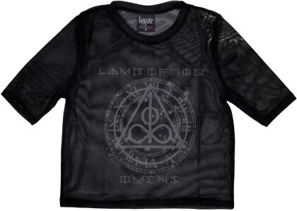 Lamb Of God Ladies Crop Top - Omens Clock (Black) (Mesh)