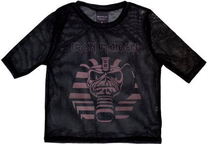 Iron Maiden Ladies Crop Top - Powerslave Mummy (Black) (Mesh)