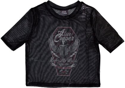 Alice Cooper Ladies Crop Top - Under My Wheels (Black) (Mesh)
