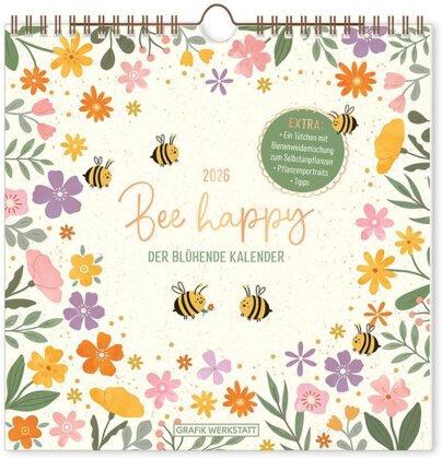 Wandkalender quadratisch 2026 Bee happy
