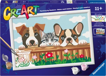 CreArt Cat and Dogs, d/f/i - Malen nach Zahlen, 31x21 cm,