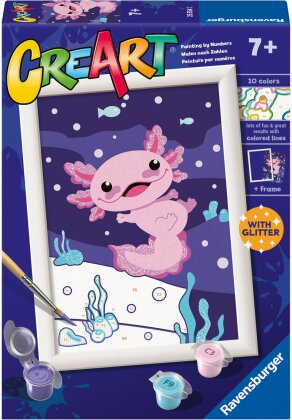 CreArt Axolotl, d/f/i - Malen nach Zahlen, 13x18 cm,