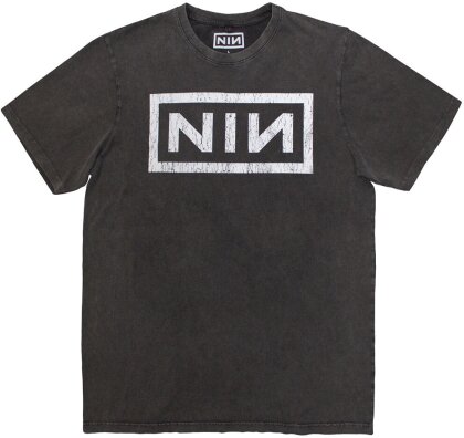 Nine Inch Nails Unisex Stone Wash T-Shirt - Classic Logo (Charcoal Grey)