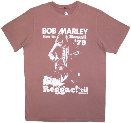 Bob Marley Unisex Stone Wash T-Shirt - Hawaii (Kashmir Red)