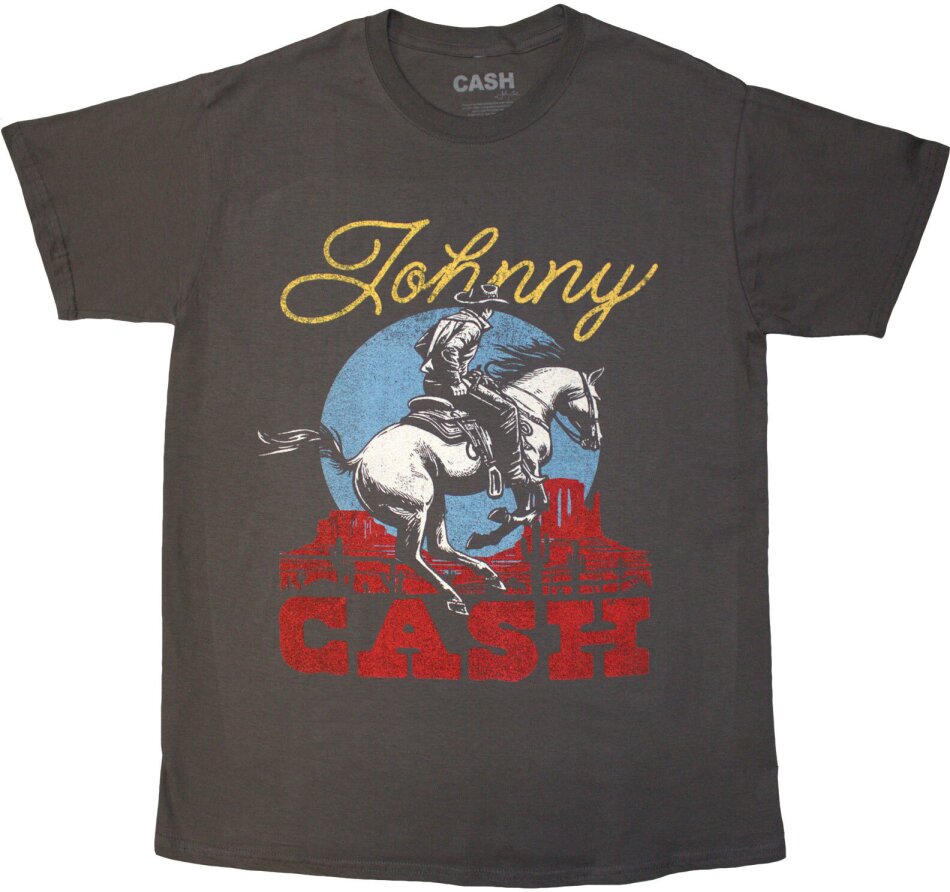 Johnny Cash Unisex T-Shirt - Gallop (Charcoal Grey)