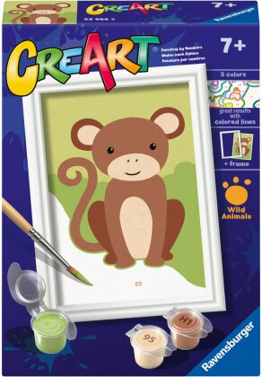 CreArt Wild Monkey, d/f/i, - Malen nach Zahlen, 8.5x12 cm,