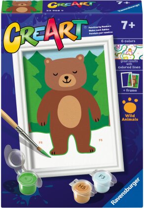 CreArt Wild Baer , d/f/i - Malen nach Zahlen, 8.5x12 cm,