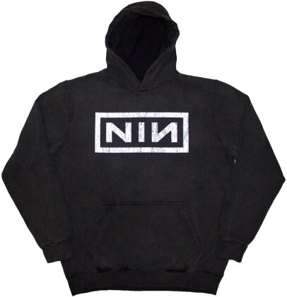 Nine Inch Nails Unisex Pullover Hoodie - Classic Logo (Charcoal Grey) (Wash Collection)