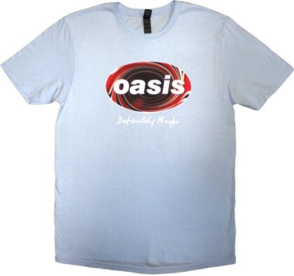 Oasis Unisex T-Shirt - Definitely Maybe Union Jack Oval (Light Blue)