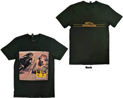 Blur Unisex T-Shirt - Parklife Album (Green) (Back Print)