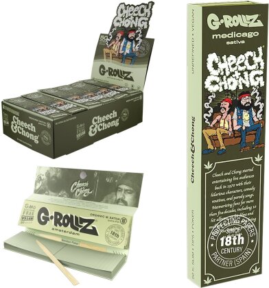 G-Rollz Cheech Chong Sofa Medico Sativo King Slim Papers + Tips Display 24pcs