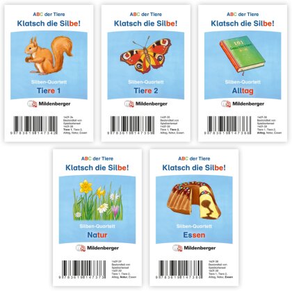 ABC der Tiere 1 Neubearbeitung - Klatsch die Silbe! Kartenspiel-5er-Set
