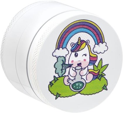 CNC Grinder White Unicorn Bong 4 Parts 50mm