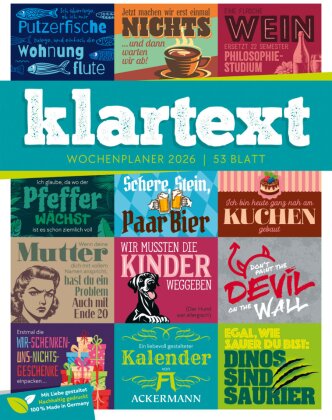 Klartext Sprüchekalender Wochenplaner 2026