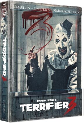 Terrifier 3 (2024) (Cover E, Wattiert, Edizione Limitata, Mediabook, 4K Ultra HD + Blu-ray + DVD)