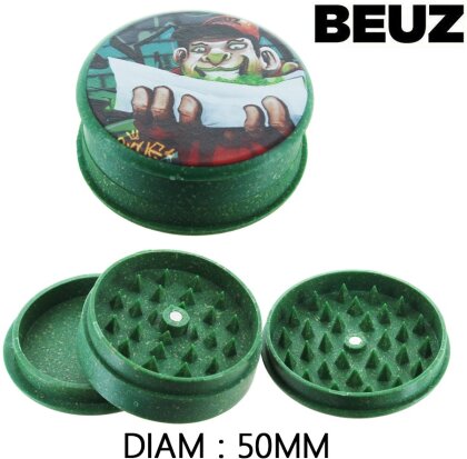 Kush Bong Rolling Hemp Grinder 3 Part 50mm Green