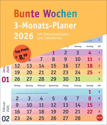 Bunte Wochen 3-Monatsplaner 2026