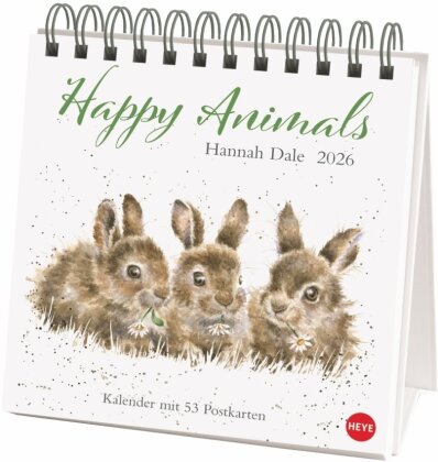 Hannah Dale - Happy Animals Premium-Postkartenkalender 2026