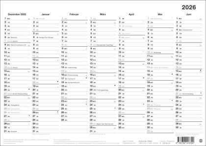 Black&White Tafelkalender A4 2026