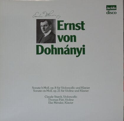 Ernst (Ernö) von Dohnanyi (1877-1960), Thomas Füri & Claude Starck - Sonate b-moll op.8 für Violoncello und Klavier - S (LP)