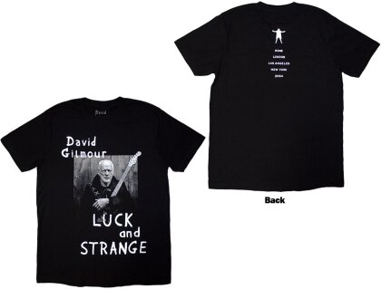 David Gilmour Unisex T-Shirt - Luck & Strange Portrait (Black) (Back Print & Ex-Tour)