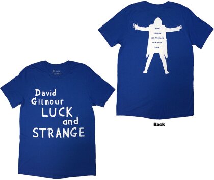 David Gilmour Unisex T-Shirt - Luck & Strange Logo (Blue) (Back Print & Ex-Tour)