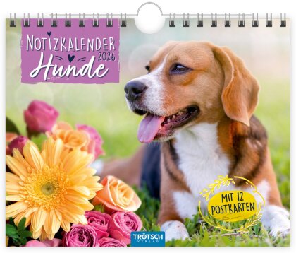 Trötsch Notizkalender Querformat Notizkalender Hunde 2026 mit 12 Postkarten