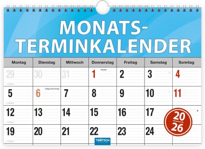 Trötsch Monatsterminer Monatsterminkalender 2026 mit Wire-O-Bindung