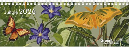 Tischquerkalender Jungle 2026 - hübsches Blumendesign - 29,7 x 10,5 cm - Spiralbindung - mit viel Platz für Einträge