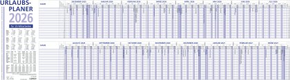 Urlaubsplaner 2026 100x29,7 - 16 Monate- Wandplaner - gefalzt - für 25 Personen - 992-0000