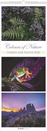 Colours of Nature - Triplets 2026 - Streifenkalender XXL 25x69 cm - Bildkalender im Hochformat - Naturkalender - Wandkalender - Wandplaner