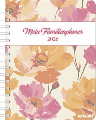 Familienplaner-Buch Bright Flowers 2026 - Diary - Buchkalender - Taschenkalender - 17,5x23,1