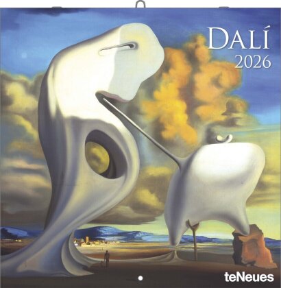 N NEUMANNVERLAGE - Dali 2026 Broschürenkalender, 30x30cm, Wandkalender mit ausgewählten Kunstwerken von Dli, internationalen Feiertagen und Mondphasen, viel Platz für Notizen