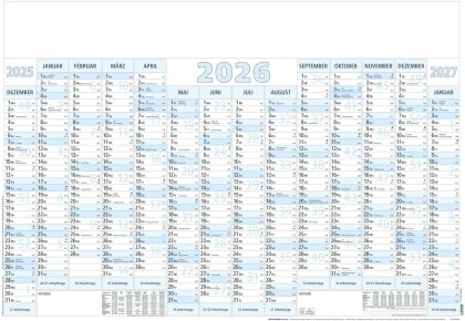Plakatkalender 14 Mon blau 5 Stk. gerollt