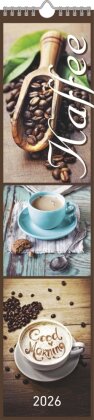 Küchenplaner Kaffee 2026 - Streifen-Kalender 11,3x49x5 cm - Kaffeekalender - mit leckeren Rezepten - Wandplaner - Küchenkalender - Alpha Edition