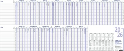 Urlaubsplaner 2026 100x42 - 15 Monate - Wandplaner - gefalzt mit Rand - zum Abheften - für 35 Personen - 993-0000