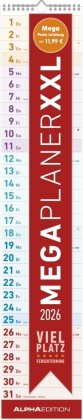 Megaplaner XXL 2026 - Streifen-Kalender 17,5x98 cm - mit Ferienterminen - viel Platz für Notizen - Wandplaner - Küchenkalender - Alpha Edition