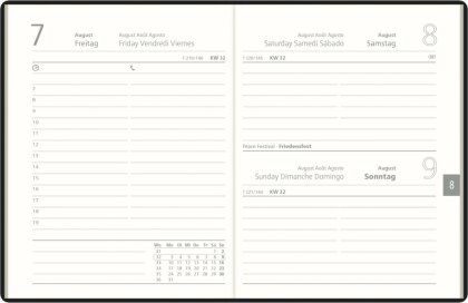 Taschenkalender 1T/1S Zettler farblich sortiert
