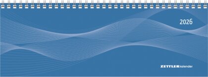 Tisch-Querkalender Profi blau 2026 - Büro-Planer 29,7x10,5 cm - Tisch-Kalender - 1 Woche 2 Seiten - Ringbindung - Zettler