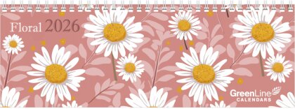 GreenLine Floral 2026 - Tischquerkalender - Tischkalender - Blumen - 29,7x10,5