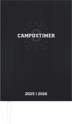 Campustimer Black - A5 Semester-Planer - Studenten-Kalender 2025/2026 - Notiz-Buch - schwarz - Weekly - Alpha Edition