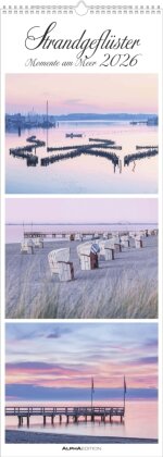 Strandgeflüster - Momente am Meer 2026 - Streifenkalender XXL 25x69 cm - Bildkalender im Hochformat - Wandkalender - Wandplaner - Strandkalender - Deutsche Küsten