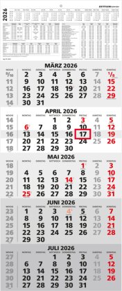 5-Monatskalender 2026 - Büro-Kalender 30x58 cm (geöffnet) - mit Datumsschieber - Zettler - 971-0011